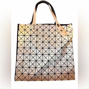 Issey Miyake Metallic and Cream Geometric Tote